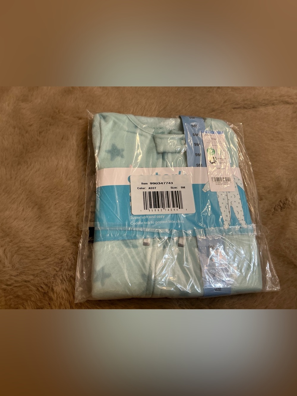NWT Carter's Light Blue Star Infant Sleepwear - 9M